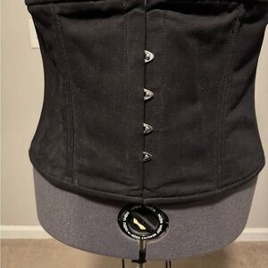 Black Underbust Corset Top with Front Busk Closure